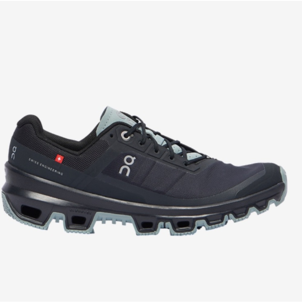 On Running Black and Gray Athletic Shoes with Breathable Mesh